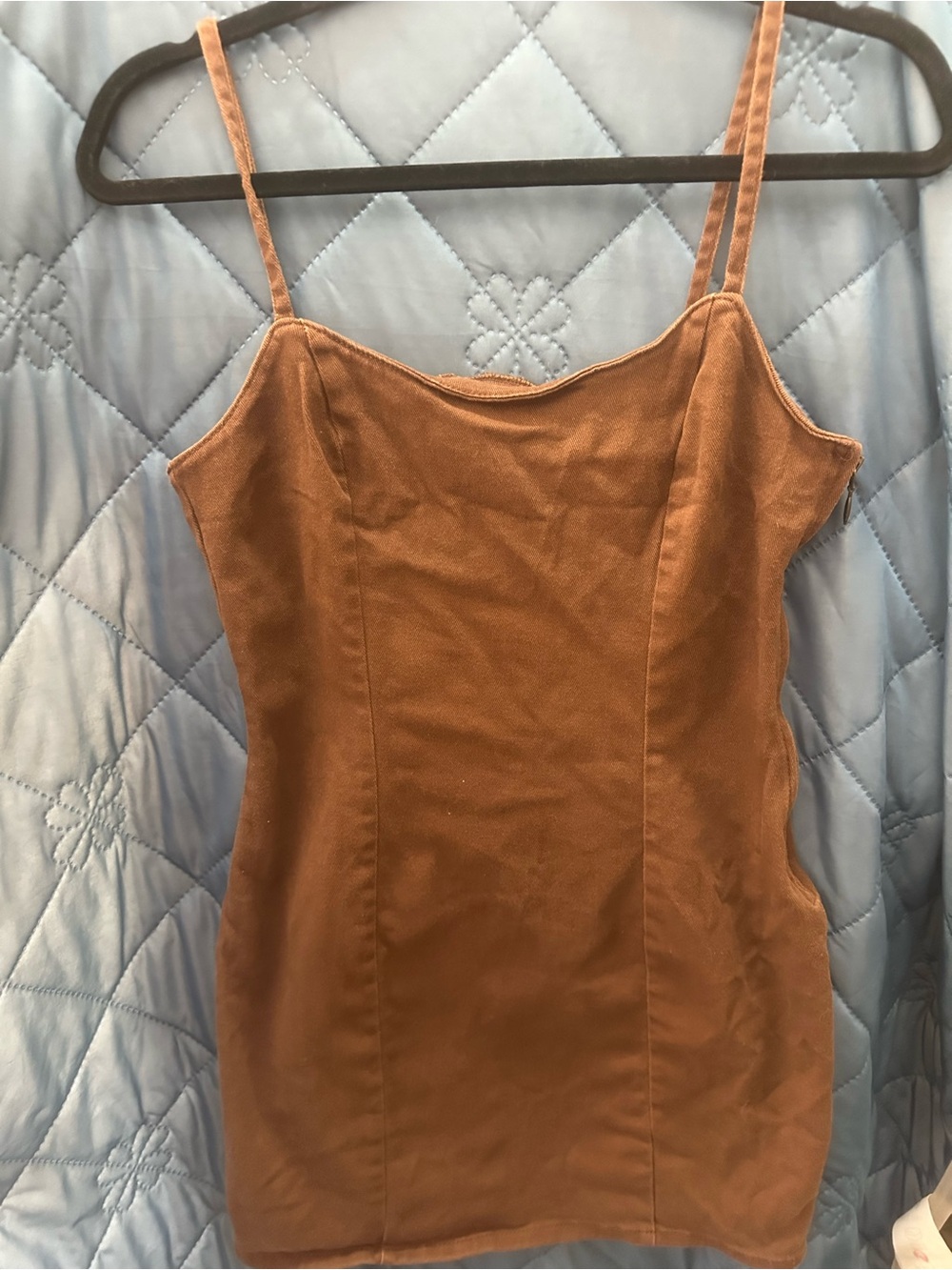 Divided Brown Mini Slip Dress
